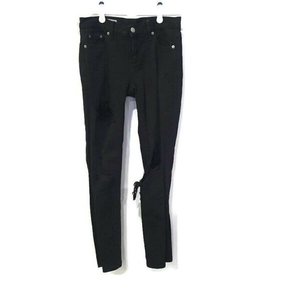 GAP Girlfriend Jeans Women’s Size 24 R Black Destroy Destroyed Distressed Denim - Picture 1 of 8